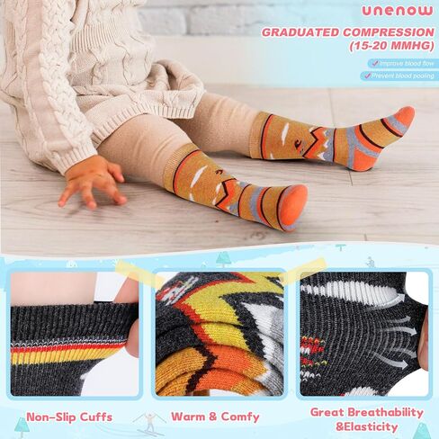 unenow Kids Knee-high Merino Wool Ski Socks 2 Pairs for Snowboarding Winter | Moisture-Wicking, Cushioning, Boys and Girls Thermal Warm Socks for Skiing, Skating, Hiking, Winter Cold Weather in Saudi Arabia