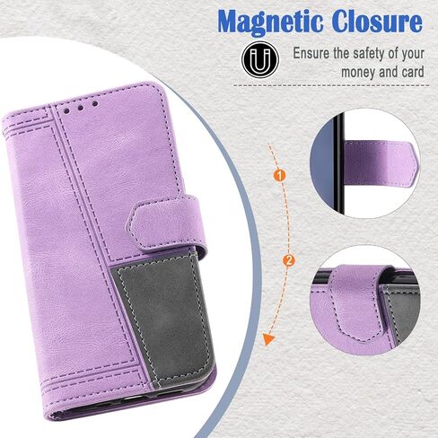 Case for Galaxy A32 5G, Wallet Case for Samsung Galaxy A32 5G, PU Leather Magnetic Cover with TPU Shockproof Interior Bumper, Purple in Saudi Arabia
