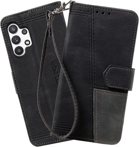 Case for Galaxy A32 5G, Wallet Case for Samsung Galaxy A32 5G, PU Leather Magnetic Cover with TPU Shockproof Interior Bumper, Purple in Saudi Arabia