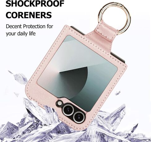 for Samsung Galaxy Z Flip 6 Case with Ring, Premium Leather Back Cover Anti-Scratch Shockproof Case for Galaxy Z Flip6 (Black) in Saudi Arabia
