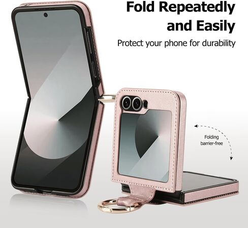 for Samsung Galaxy Z Flip 6 Case with Ring, Premium Leather Back Cover Anti-Scratch Shockproof Case for Galaxy Z Flip6 (Black) in Saudi Arabia