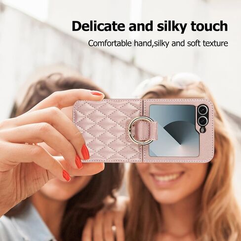for Samsung Galaxy Z Flip 6 Case with Ring, Premium Leather Back Cover Anti-Scratch Shockproof Case for Galaxy Z Flip6 (Black) in Saudi Arabia