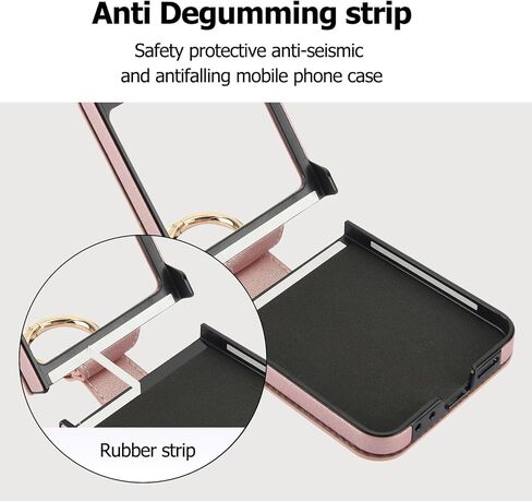 for Samsung Galaxy Z Flip 6 Case with Ring, Premium Leather Back Cover Anti-Scratch Shockproof Case for Galaxy Z Flip6 (Black) in Saudi Arabia