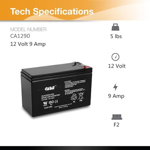 بطارية 12 فولت 9ah قابلة لإعادة الشحن من حمض الرصاص SLA AGM F2 بواسطة Casil 2 Pack، استبدال لشفرات الحلاقة e200 e200s e225 e300 in Saudi Arabia