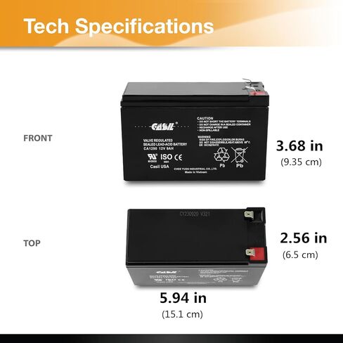 بطارية 12 فولت 9ah قابلة لإعادة الشحن من حمض الرصاص SLA AGM F2 بواسطة Casil 2 Pack، استبدال لشفرات الحلاقة e200 e200s e225 e300 in Saudi Arabia