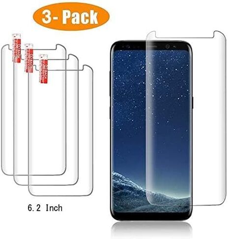 [عبوة من 3 قطع] واقي شاشة حافة لهاتف Samsung Galaxy S8 Plus، طبقة حماية من الزجاج المقوى ثلاثي الأبعاد من الزجاج المنحني عالي الدقة، عالي الوضوح (Stealth) شفاف لهاتف Samsung Galaxy S8 Plus مقاس 6.2 بوصة in Kuwait