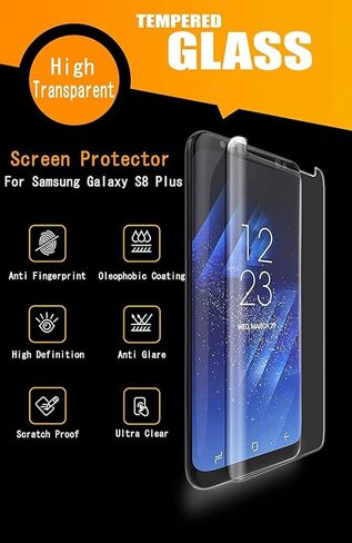 [عبوة من 3 قطع] واقي شاشة حافة لهاتف Samsung Galaxy S8 Plus، طبقة حماية من الزجاج المقوى ثلاثي الأبعاد من الزجاج المنحني عالي الدقة، عالي الوضوح (Stealth) شفاف لهاتف Samsung Galaxy S8 Plus مقاس 6.2 بوصة in Kuwait