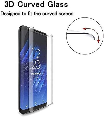 [عبوة من 3 قطع] واقي شاشة حافة لهاتف Samsung Galaxy S8 Plus، طبقة حماية من الزجاج المقوى ثلاثي الأبعاد من الزجاج المنحني عالي الدقة، عالي الوضوح (Stealth) شفاف لهاتف Samsung Galaxy S8 Plus مقاس 6.2 بوصة in Kuwait