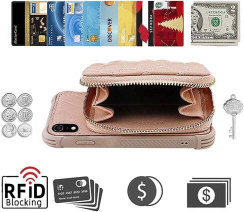 MONASAY Zipper Wallet Case for iPhone XR,[Glass Screen Protector ][RFID Blocking] Flip Leather Handbag Phone Cover with Card Holder & Detachable Crossbody Shoulder Lanyard Strap, Dark Blue in Kuwait