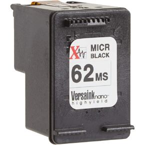 VersaInk-Nano HP 62 MS Black MICR Ink Cartridge for Check Printing, Black