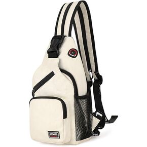 Women Sling Bag Small Backpack with Earphone Hole Shoulder Crossbody Backpack Chest Bag Lady Multi-Function Shoulder Bag Sport Gym Outdoor Daypacks Durable Polyester