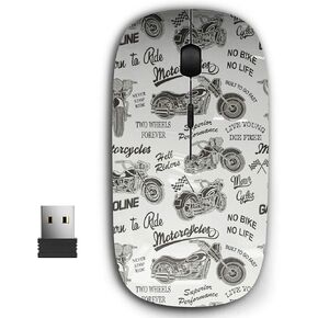 2.4G Ergonomic Portable USB Wireless Mouse for PC, Laptop, Computer, Notebook with Nano Receiver (Motorcycle Silhouette)