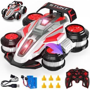 1:14 Drift Remote Control Stunt Car 2.4GHz 4WD RC Cars Rotating 360 Degrees Vehicle Toys with Lights Music, Upright Walking Four-Wheeled Rollover Toy Car Gifts for Boys Girls 6-12 Year（Red）… in Saudi Arabia