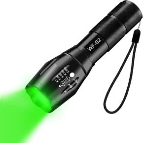 WINDFIRE Green Light for Hunting, Green Light Single Mode Flashlight, Zoomable Hog Coyote Varmint Light Predator Light Green Light Torch for Fifle Fishing Hunting Observation