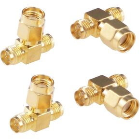 4pcs Antenna Adapter RPSMA Male to Dual RPSMA Female Connector T Type 3 Way Splitter Antenna Converter(NOT for TV)(F05-4)