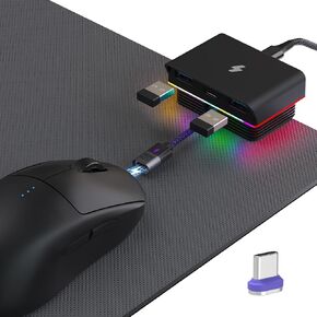 for G Pro X Superlight 2 Gaming Mouse Charging Dock for Razer Viper V3 Pro(2024), Logitech X Superlight 2 and Universal USB C Wireless Mouse Magnetic Desktop Charger RGB Gaming Room/Man Cave