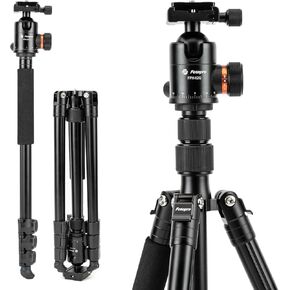 Fotopro 78" Camera Tripod, Aluminum Compact Travel Tripod and Monopod with 360° Fluid Head Quick Release Plate, Professional Video Tripod for DSLR, Load up 6.6lbs