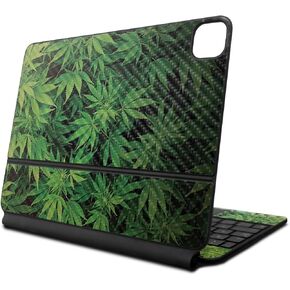 Carbon Fiber Skin Compatible with Apple Magic Keyboard for iPad Air 11-inch (M2) 2024 - Weed - Premium 3M Vinyl Protective Wrap Decal Cover - Easy to Apply | Crafted in The USA by MightySkins