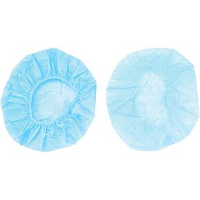 Tvoip 100Pcs Blue Non-Woven Sanitary Headphone Ear Cover, Disposable Super Stretch Covers Washable, for Most On Ear Headphones Earpads (6.5 cm/ 2.6 Inch)