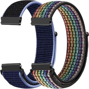 2 Pack Nylon Watch Bands Compatible with 16mm 18mm 19mm 20mm 22mm Watch Bands Quick Release Replacement Wristband, Adjustable Stretchy Straps Fabric Bands for Men Women