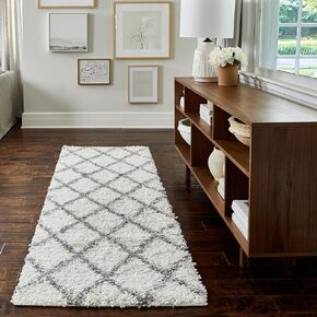 nuLOOM Tess Moroccan Shag Area Rug - 4x6 Shag Area Rug Modern/Contemporary White/Grey Rugs for Living Room Bedroom Dining Room Nursery