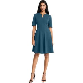 Maggy London Women's Notch Neck Fit and Flare Career Office Workwear Desk to Dinner Event Guest of