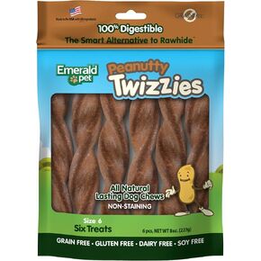 Emerald Pet - Dog Chews, Chew Treats, Rawhide Free, All-Natural Chew Sticks, Lasting Dog Treat, 100% Digestible, Grain-Free, Gluten-Free (Twizzies, Size 6), Pink, 00213