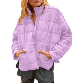 Gacaky Women's Baggy Lightweight Zip Puffer Jacket Warm Winter Down Coat with Pockets
