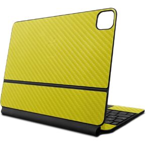 Carbon Fiber Skin Compatible with Apple Magic Keyboard for iPad Air 11-inch (M2) 2024 - Solid Yellow - Premium 3M Vinyl Protective Wrap Decal Cover - Easy to Apply | Crafted in The USA by MightySkins