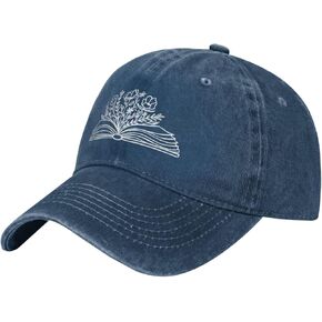 Women’s Floral Book Hat, Adjustable Vintage Washed Baseball Cap for Dad and Mom