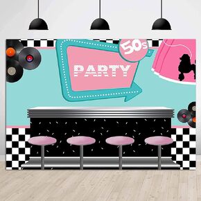 50's Soda Shop Backdrop Vinyl 7X5FT Back to 50's Rocking Party Decorations 1950's Themed Photo Background Photo Shoot Banner