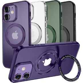 MAGIC JOHN for iPhone 11 Case[Compatible with Magsafe] [with Magnetic Metal Stand][Military Grade Shockproof][Anti Yellowing],Translucent Matte Back with Soft Edge,Purlple