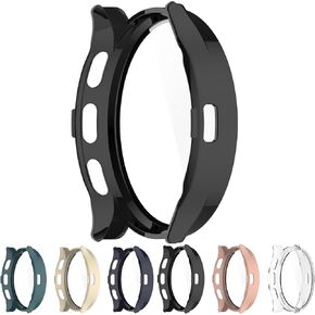 حافظة تغطية كاملة مع واقي شاشة متوافق مع Garmin Venu 3، وDiscool PC الصلب الرفيع للغاية والزجاج الحقيقي استبدال الغطاء الواقي (أسود)
