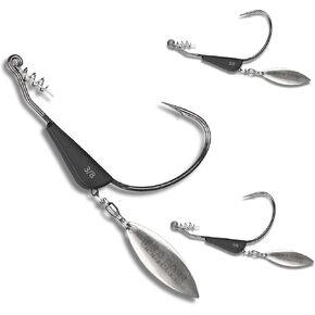 USA BASS Tackle Tungsten Flash Swimmer - Weighted Swimbait Hooks Bass Fishing Hook Underspin Weedless Swim Bait Design Freshwater Largemouth Smallmouth Spotted Bass