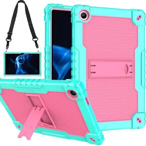 for Onn Tablet Pro 11 inch 2023 Model: 100110027 Case Built in Kickstand Heavy Duty Hybrid Protective Case Hard Back Shell Case with Shoulder Strap for Walmart Onn Tablet Pro 11 (Green/Pink)