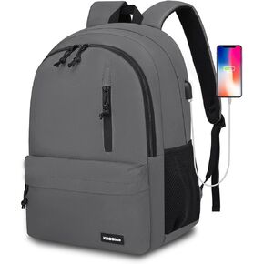 Black Backpack for Men and Women, School Backpacks for Teens Boys Girls Lightweight Casual High School Students Bookbag 15.6 Inch College Laptop Bag with USB Charging Port