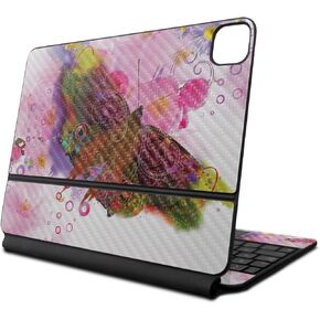 Carbon Fiber Skin Compatible with Apple Magic Keyboard for iPad Air 11-inch (M2) 2024 - Hippie Butterfly - Premium 3M Vinyl Protective Decal Cover - Easy to Apply | Crafted in The USA by MightySkins