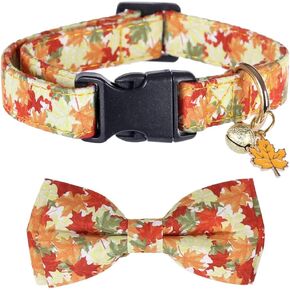 Thanksgiving Day Dog Collar Fall with Bowtie and Bell Autumn Holiday Adjustable Pet Collars for Dogs (Turkey,Large)