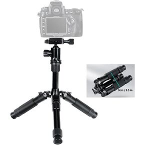 Portable Mini Tripod, 18.9" / 48cm Desk Tabletop Tripod with 360° Ball Head, Compact Desktop Tripod for DSLR Camera Video Camcorder, Smartphone Shooting