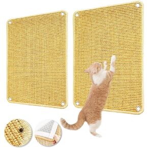 2Pcs Cat Scratching Mat,Natural Sisal Cat Scratch Pad 23.6 X 15.7Inch sisal mat ,Cat Scratching Pad Rug Protect Couch Carpet Furniture tape&hook