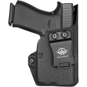 POLE.CRAFT IWB Kydex Holster Custom Fits: Glock 43X TLR6 Laser Light Pistol - Inside Waistband Concealed Carry G43X TLR6 Holster - Adj. Cant Retention - Cover Mag-Button - No Wear - No Jitter