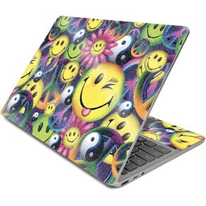 MightySkins Glossy Glitter Skin Compatible with Surface Laptop Go (2020) - Peace Smile | Protective, Durable High-Gloss Glitter Finish | Easy to Apply, Remove, and Change Styles | Made in The USA