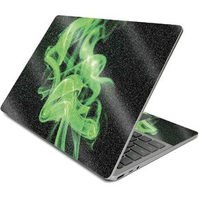 MightySkins Glossy Glitter Skin Compatible with Surface Laptop Go (2020) - Green Flames | Protective, Durable High-Gloss Glitter Finish | Easy to Apply, Remove, and Change Styles | Made in The USA