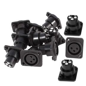 QMseller bnafes 12PCS XLR Panel Mount Socket Black Silver Tone XLR Female Jack Straight Socket Connectors