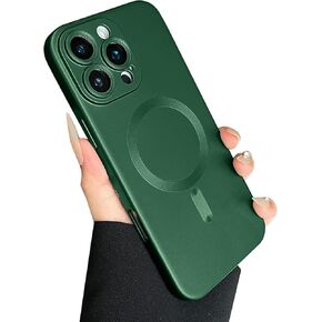 حافظة مغناطيسية لهاتف iPhone 16 Pro للنساء، تصميم لامع فاخر ناعم لامع مع واقي عدسة الكاميرا، متوافق مع حافظة Magsafe لهاتف iPhone 16 Pro 6.3 بوصة - أحمر خمري in Kuwait