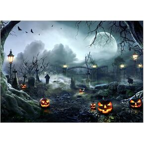 WOLADA Halloween Backdrop Scary Halloween Backdrop Halloween Garage Door Decorations Halloween Backdrops for Photography 7x5FT 12580