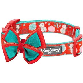 Blueberry Pet 4 Patterns Christmas Moments of Excitement Snowman Making Designer Adjustable Bowtie Dog Collar, Small, Neck 12"-16"
