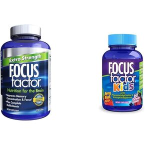 Focus Factor Adults Extra Strength, 120 Count - Brain Supplement for Memory, Concentration and Focus - Complete Multivitamin with DMAE, Vitamin D, DHA - Trusted Health Vitamins