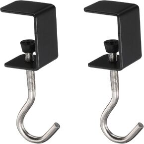 HARFINGTON 2pcs Desk Hook Clamp 0.2"-1.4" Clamping Range Bag Hook for Backpack Table Purse Clothes Portable Desk Mount Bag Holder Hook, White
