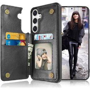Galaxy S24+ Case, Tekcoo Galaxy S24 Plus Wallet Case, Minimalist Luxury PU Leather ID Cash Credit Card Holder Slots Magnetic Closure Kickstand Folio Flip Slim Cover for Samsung S24 Plus 5G [Black] in Kuwait
